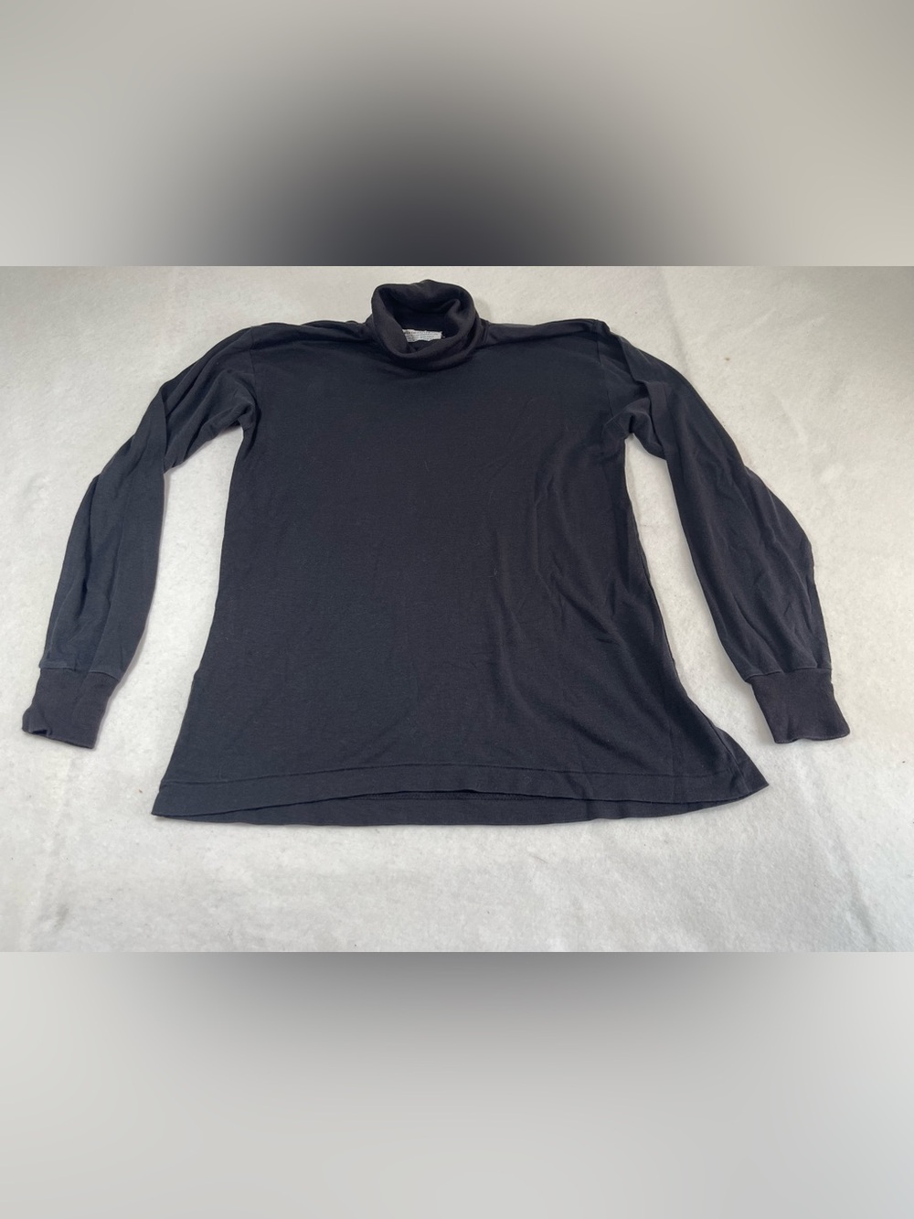 WinterSilks Black Silk Blend Turtleneck Long Sleeve Top Size M Lightweight Layer - Picture 3 of 7